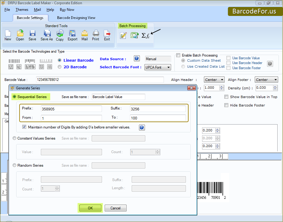 Generate Multiple Barcode List